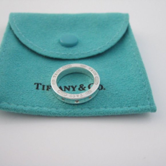 LK NEW! Magnificent Tiffany & Co. 1837 Silver Three 3 Diamond Circle Ring - Sz 5 - Picture 1 of 4